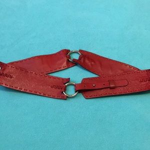 Red leather fashion belt